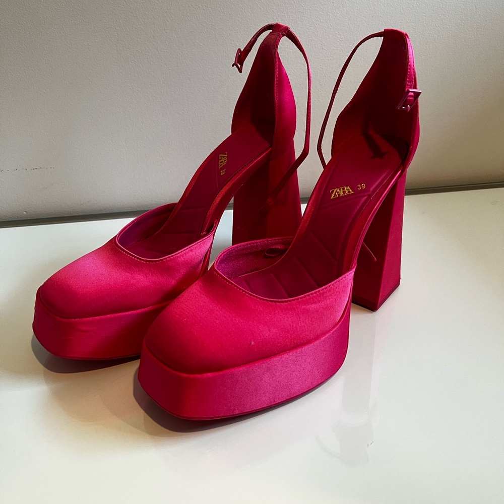 Pink Zara Platform Heels